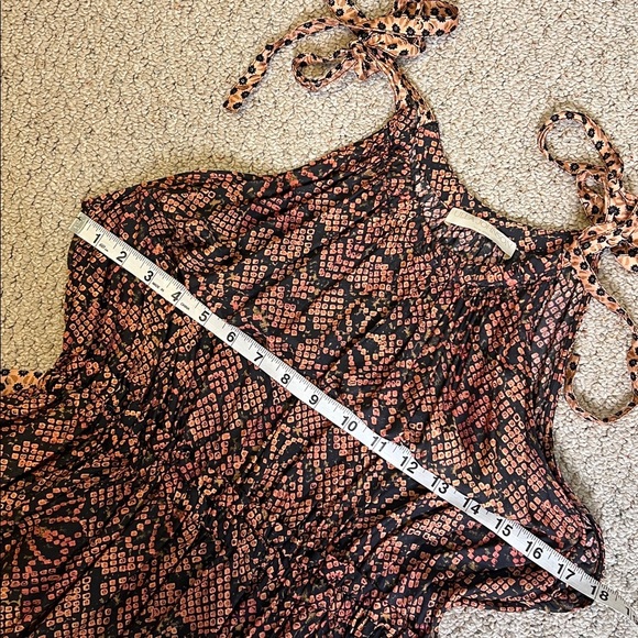 ULLA JOHNSON Mika Print Halter Neck Silk Midi Dress Size 8 $730 Tie Shoulders - Picture 9 of 9